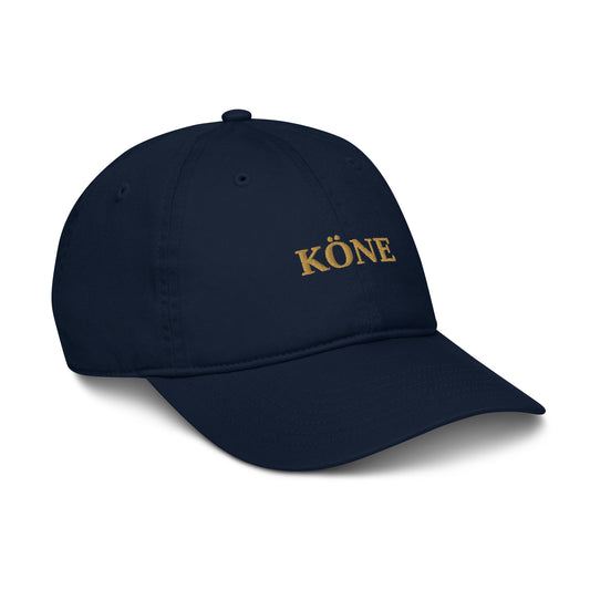 Gorra KÖNE azul marino 100% algodón orgánico con bordado minimalista