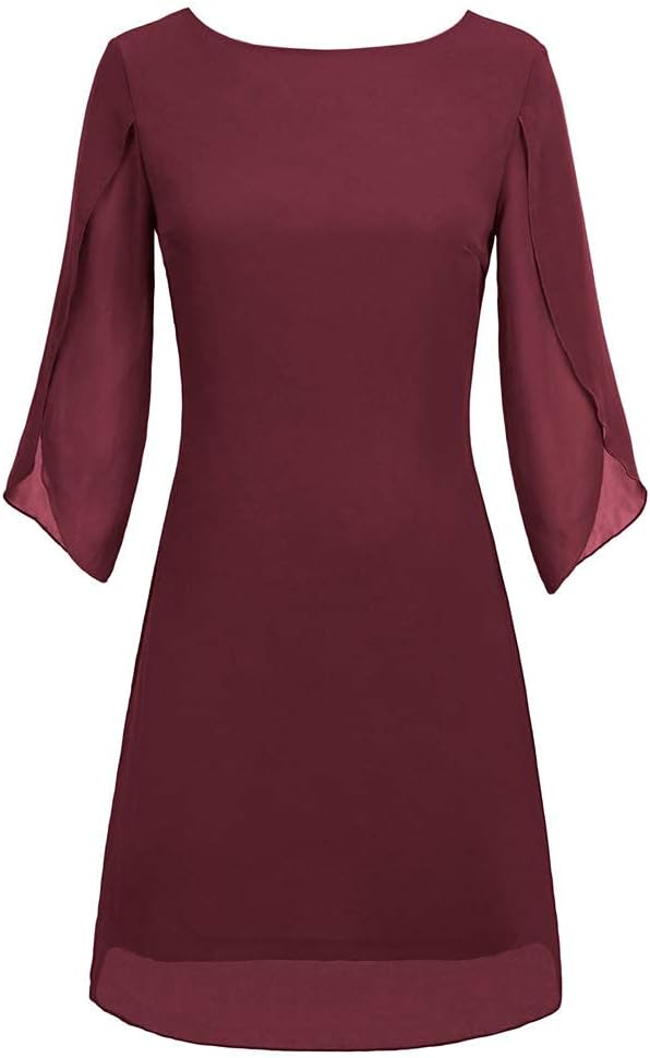 GRACE KARIN Women's Elegant Dress Chiffon Short Sleeve Casual Chiffon Top Round Neck