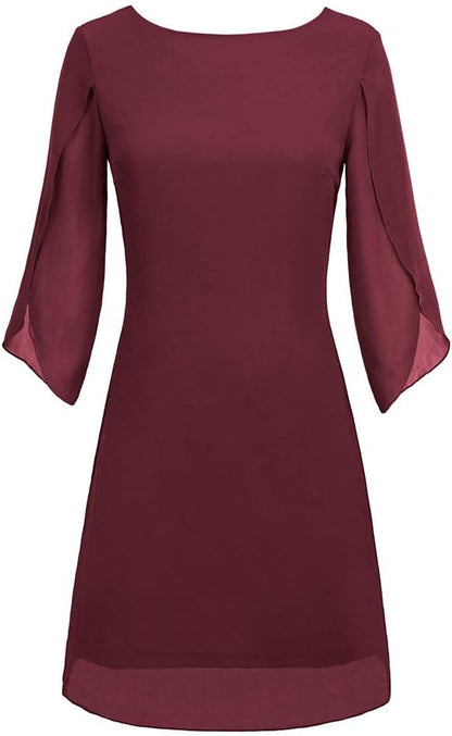 GRACE KARIN Women's Elegant Dress Chiffon Short Sleeve Casual Chiffon Top Round Neck