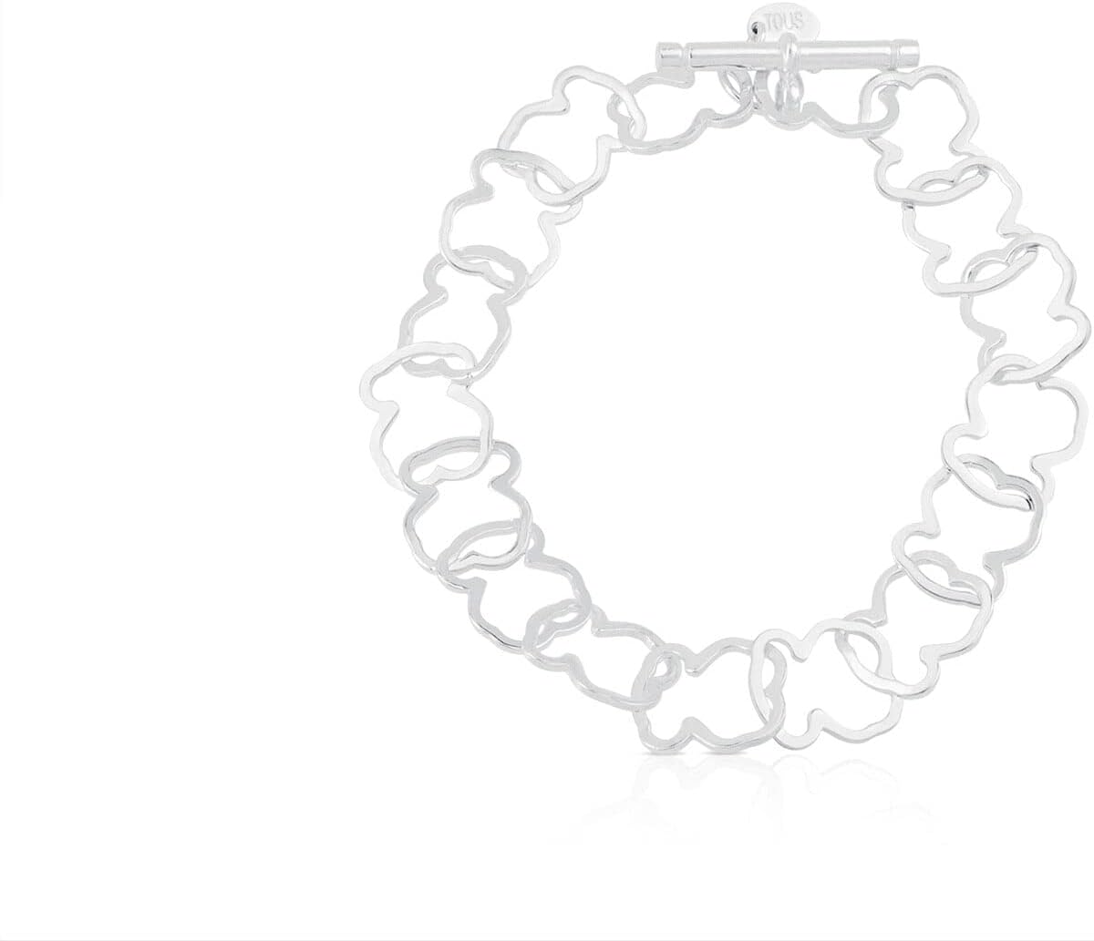 TOUS Sterling Silver Bracelet for Women with Bear Motif in Carousel 1.2 cm, Length 19 cm, Classic and Elegant, Carousel Collection
