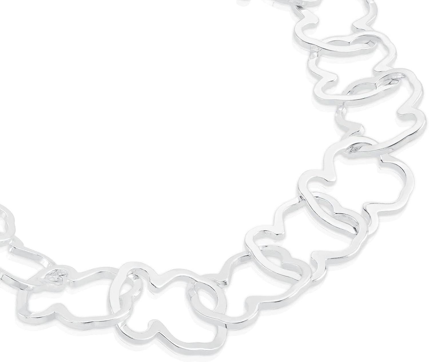 TOUS Sterling Silver Bracelet for Women with Bear Motif in Carousel 1.2 cm, Length 19 cm, Classic and Elegant, Carousel Collection