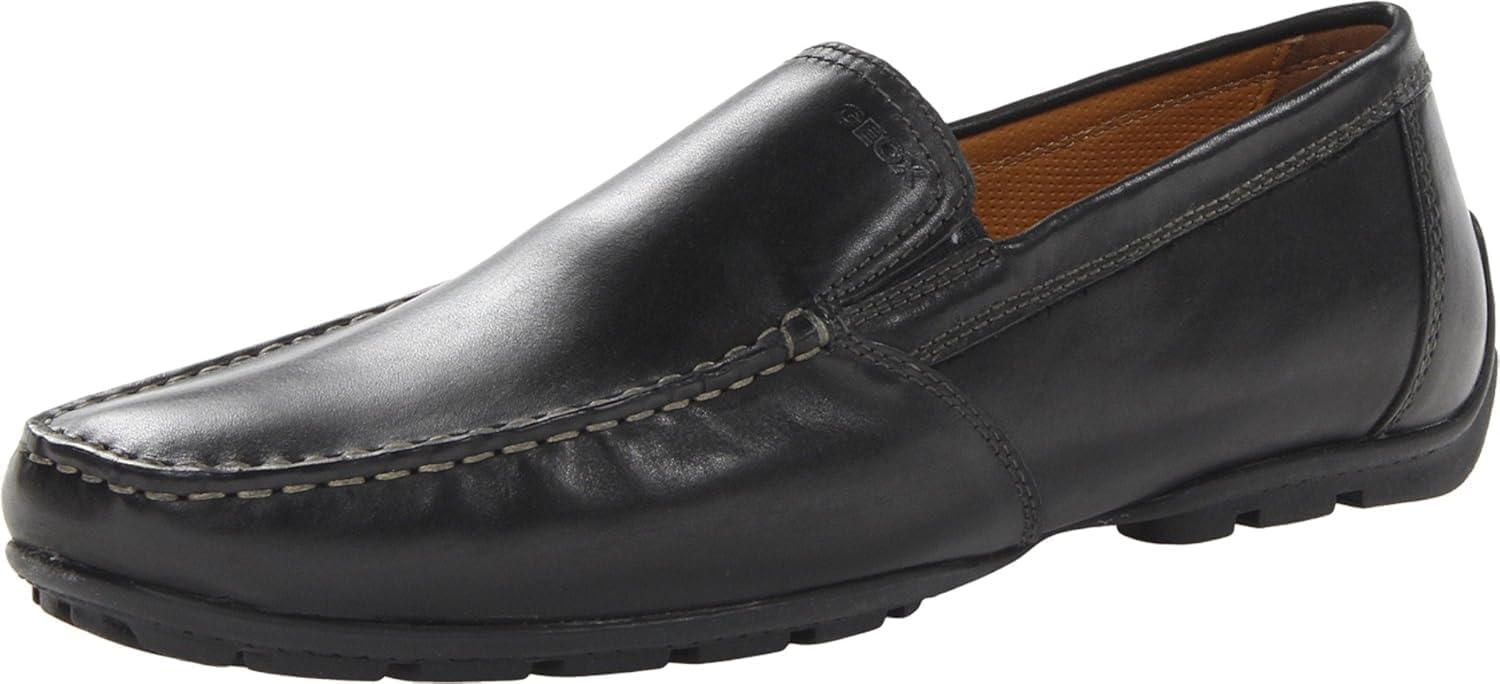 Geox U Moner V Loafers for Men, Black/White, 43.5 EU