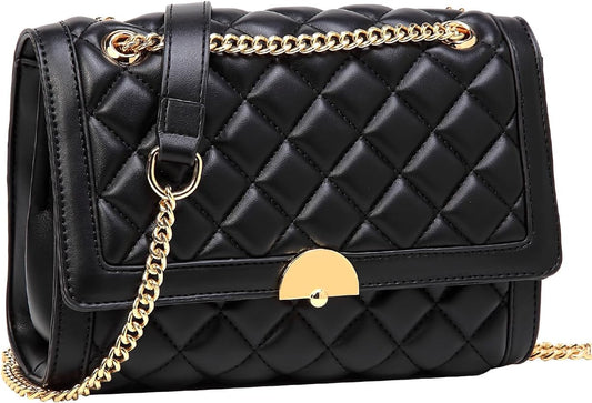 Women's Shoulder Bag, Medium Bag Crossbody Bag PU Leather Shoulder Bag with Zipper, Multiple Bag for Daily Travel Work, Black/White, Modern