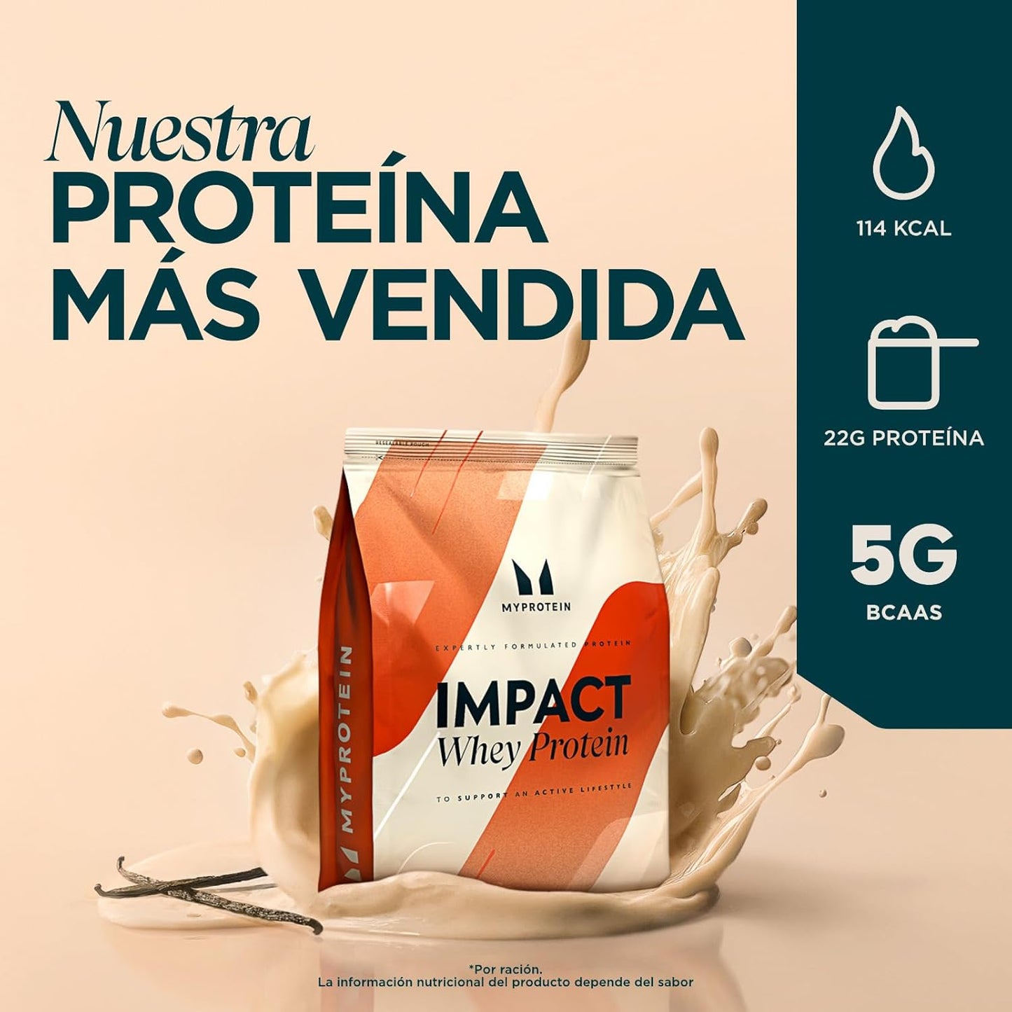Myprotein Impact Whey Protein Powder | 23g Protein Per Serving | Vanilla 1kg | Low Sugar, Low Fat | Muscle Growth & Recovery