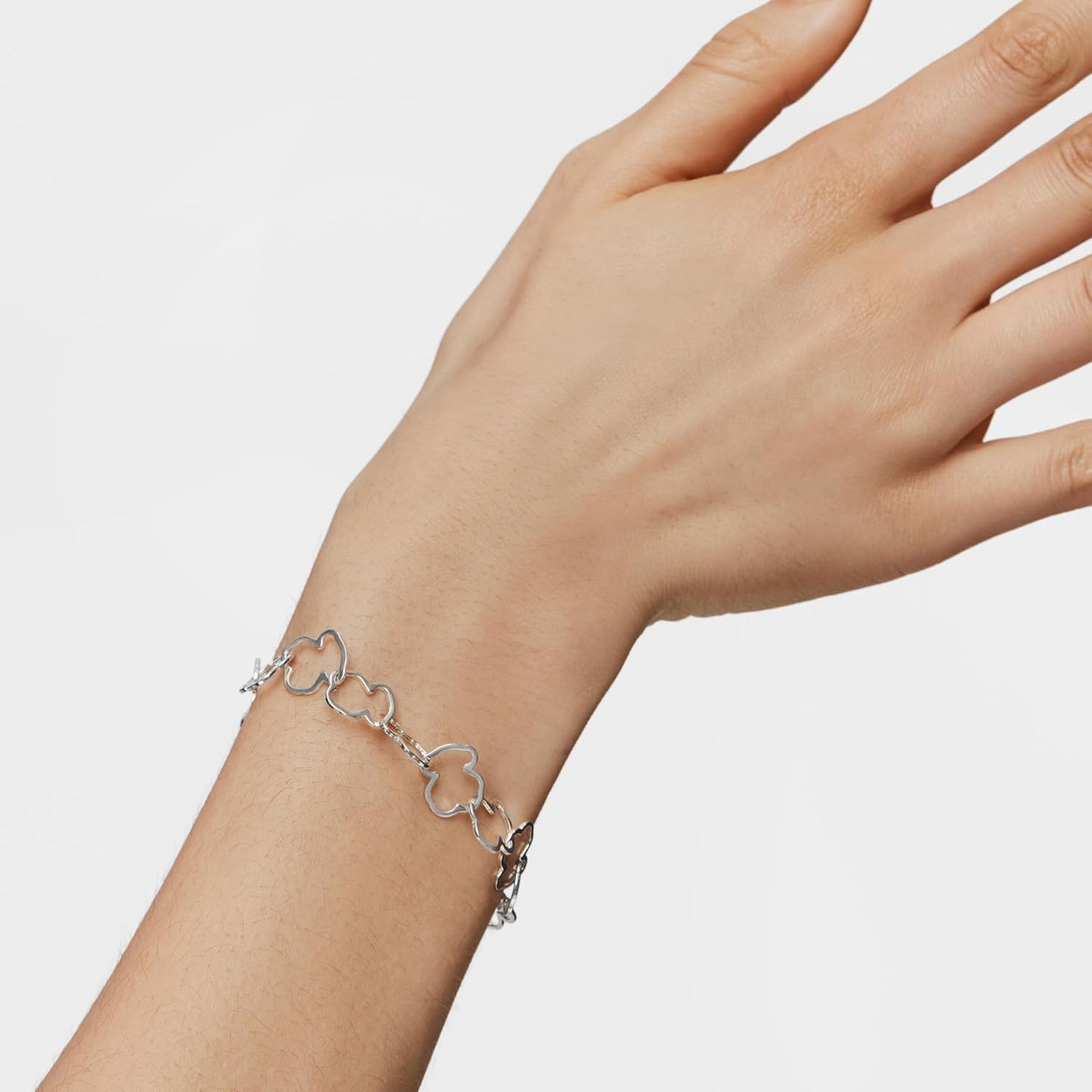 TOUS Sterling Silver Bracelet for Women with Bear Motif in Carousel 1.2 cm, Length 19 cm, Classic and Elegant, Carousel Collection