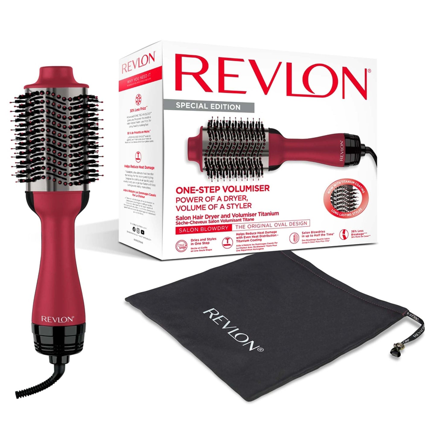 REVLON Salon One-Step Dryer and Volumizer with Sectioning Comb Included - 3 Heat Settings and 2 Speeds, Ceramic Coating, Ergonomic Handle, Original with Comb