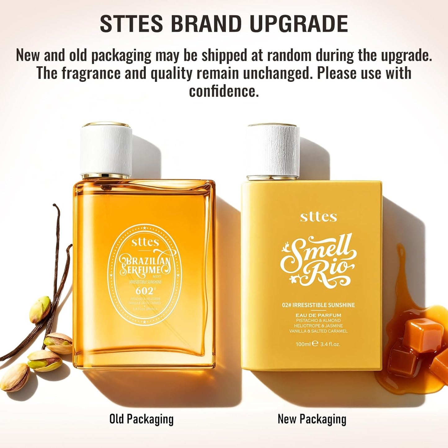 Sttes Perfume 602# (Irresistible Sunshine) - Eau de Parfum 100 ml (3.4 fl oz) Vanilla Gourmet Tune (Caramel Vanilla Flavor)