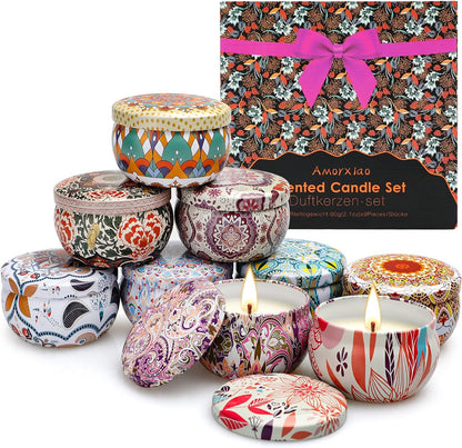 Scented Candles Gift for Women, 9 Pack Decorative Scented Scented Candles, Soy Wax Natural Candle, 9 x 70 g Aromatherapy Candle Gift Set for Birthdays, Parties, Christmas, Friend and Mother