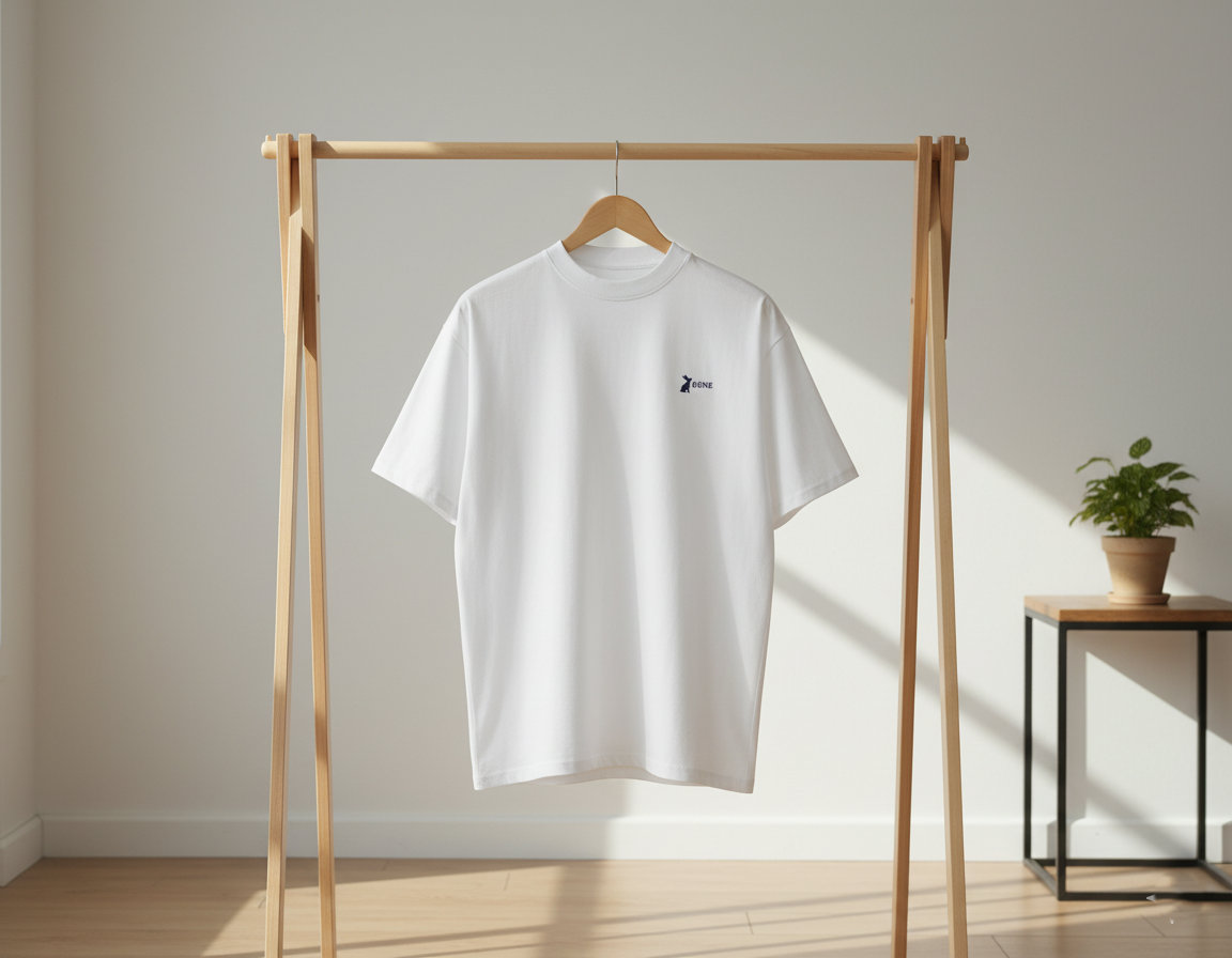 Camiseta oversize KÖNE de algodón orgánico con cuello alto, diseño minimalista
