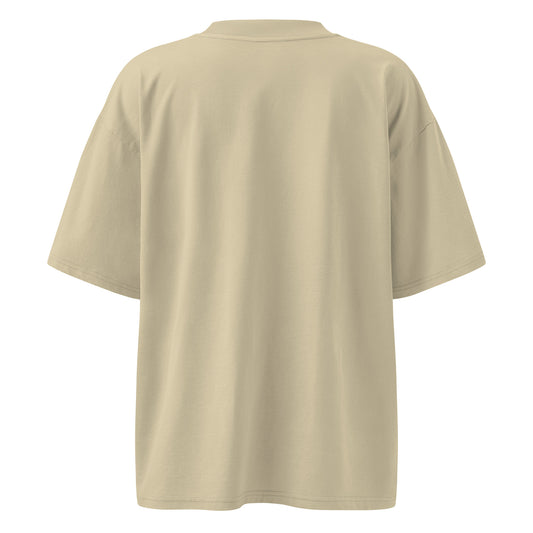 Vista trasera de camiseta oversize KÖNE color arena