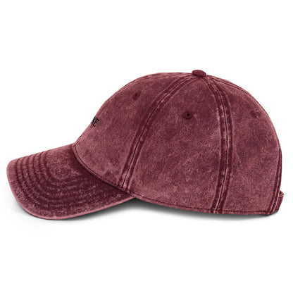 Gorra KÖNE de sarga algodón vista lateral con acabado lavado vintage
