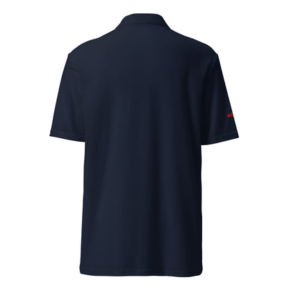 Vista trasera de polo KÖNE azul marino clásico con logo frontal