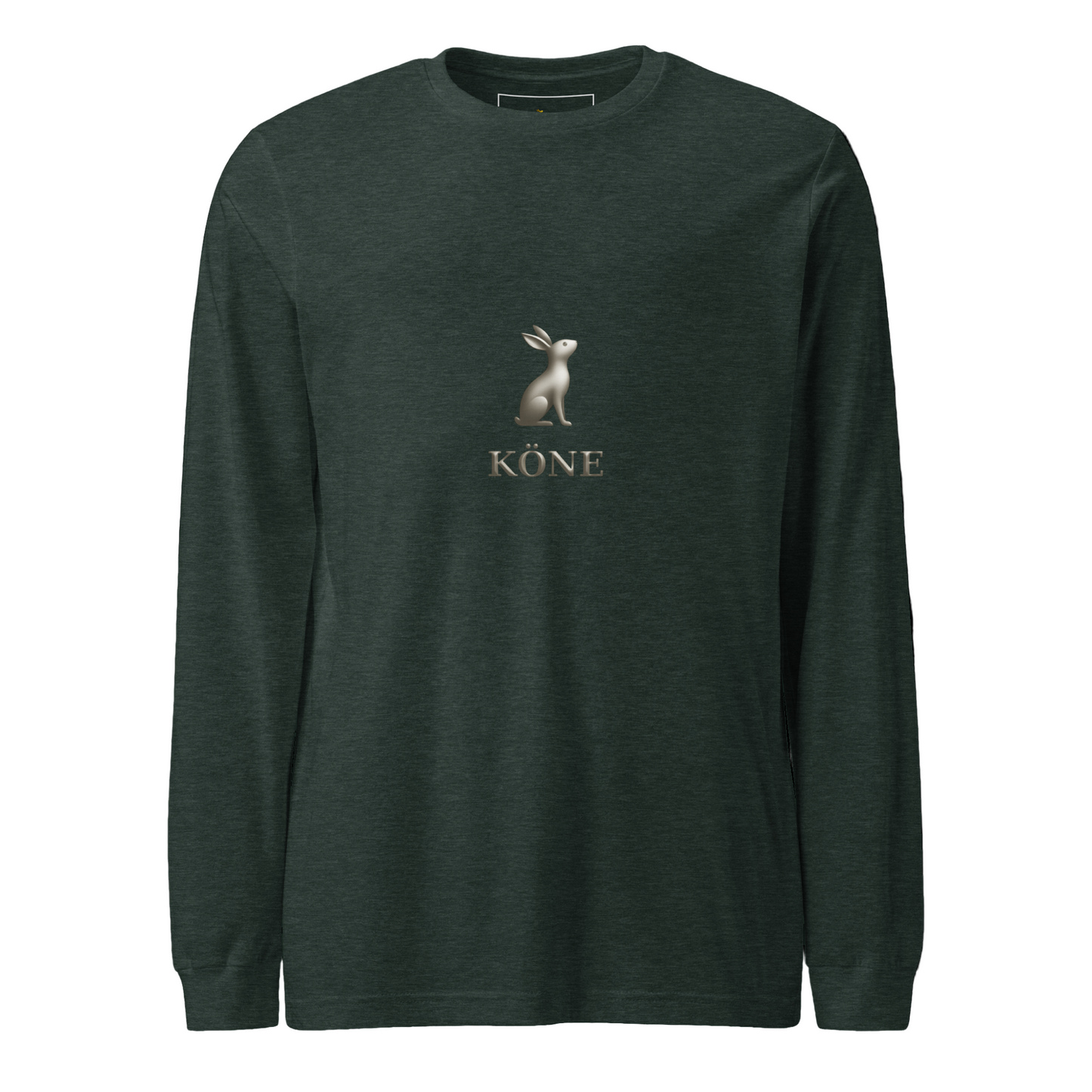 Camiseta KÖNE unisex color Heather Forest con logo metálico 