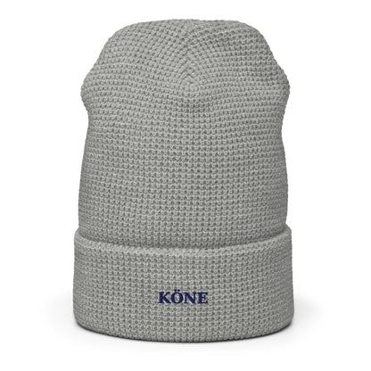 Gorro gris jaspeado KÖNE de punto panal, doble capa con borde ajustable.